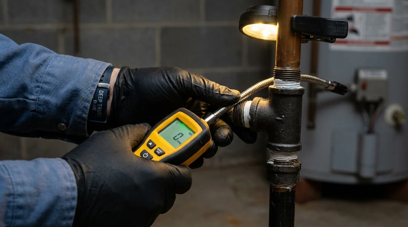 Gas leak detection with electronic sniffer by Johns Plumbing LLC in Grenada