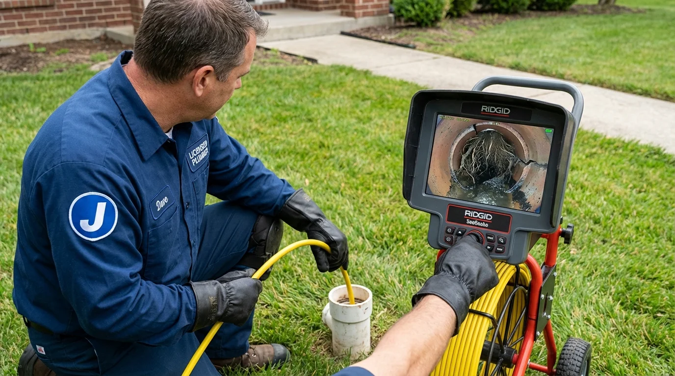 Sewer camera inspection being performed by Johns Plumbing LLC in Grenada